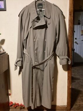 Men’s Vintage Classic Men's Trench Coat by Louis Praino Khaki Green Size 46